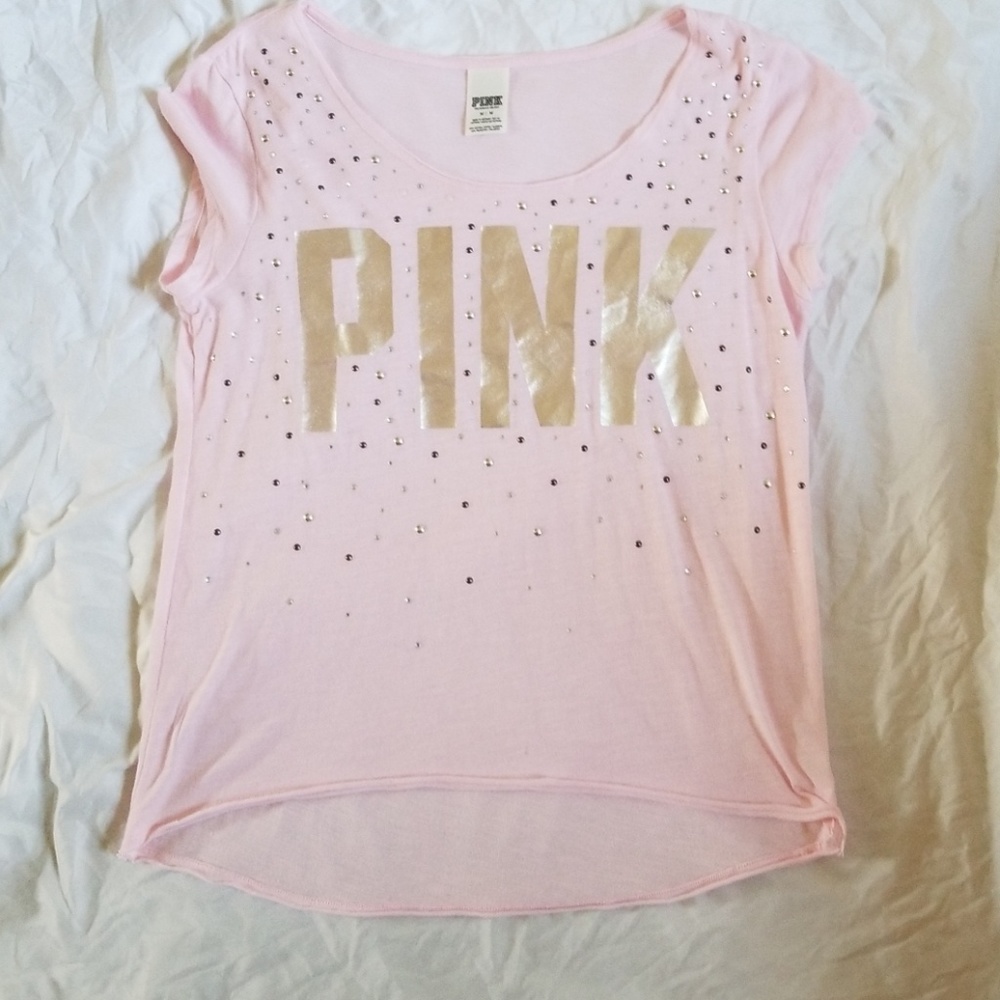 PINK VS Short Sleeve Gem Bling Tee Shirt